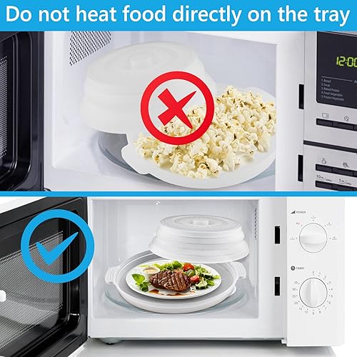 Miniatura 3 de 2Pcs Microwave Splatter Cover with Plate Tray Set Microwave Cover for Food BPA Free 10.6 Inch Lid Microwave Splatter Guard Fit More PlatesClear