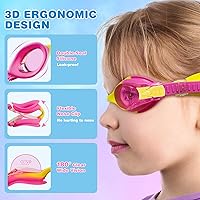 Vista 3 de Paquete de 4 gafas de natación para niños de 4 a 14 años, anti niebla, gafas de natación para niños y niñas con protección UV, impermeables, clips