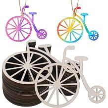 30 Pack Unfinished Penny Farthing Bicycle Wood Ornaments for Crafts Projects, Paintable Retro Bicycle Vintage Bike Wooden Slices High Wheel Bike Wood Cutout Decor for Holiday Party Hanging Decoration