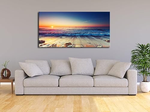 Miniatura 3 de Pyradecor Un panel de olas de mar grandes impresiones en lienzo moderno paisaje marino pinturas de paisajes sobre lienzo estirado arte de pared para
