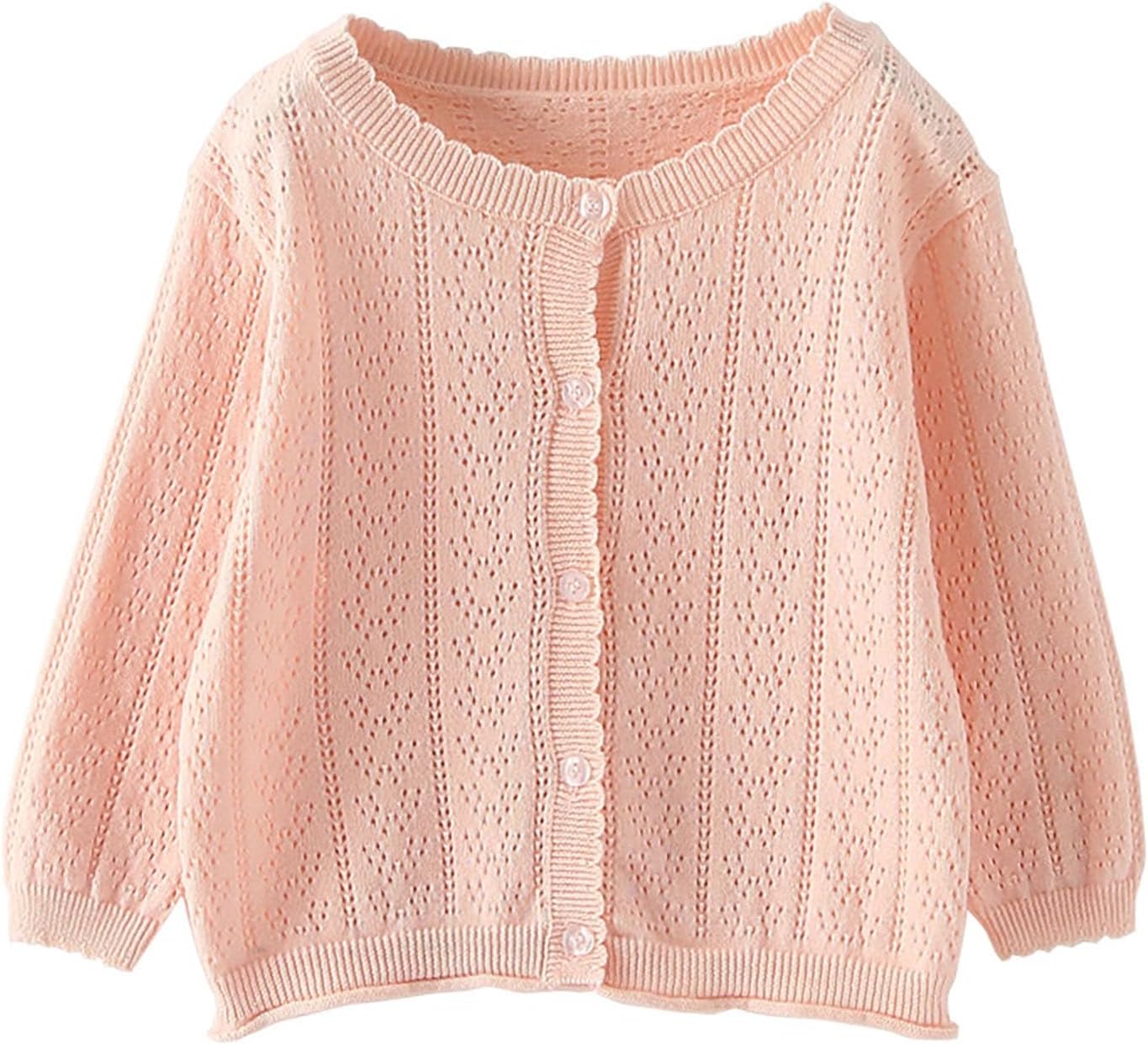 Baby Girls' and Toddler Long Sleeve Knit Button Front Cardigan Lace Knit Cardigan Kids Knitted Openwork Sweater Fall Outfits