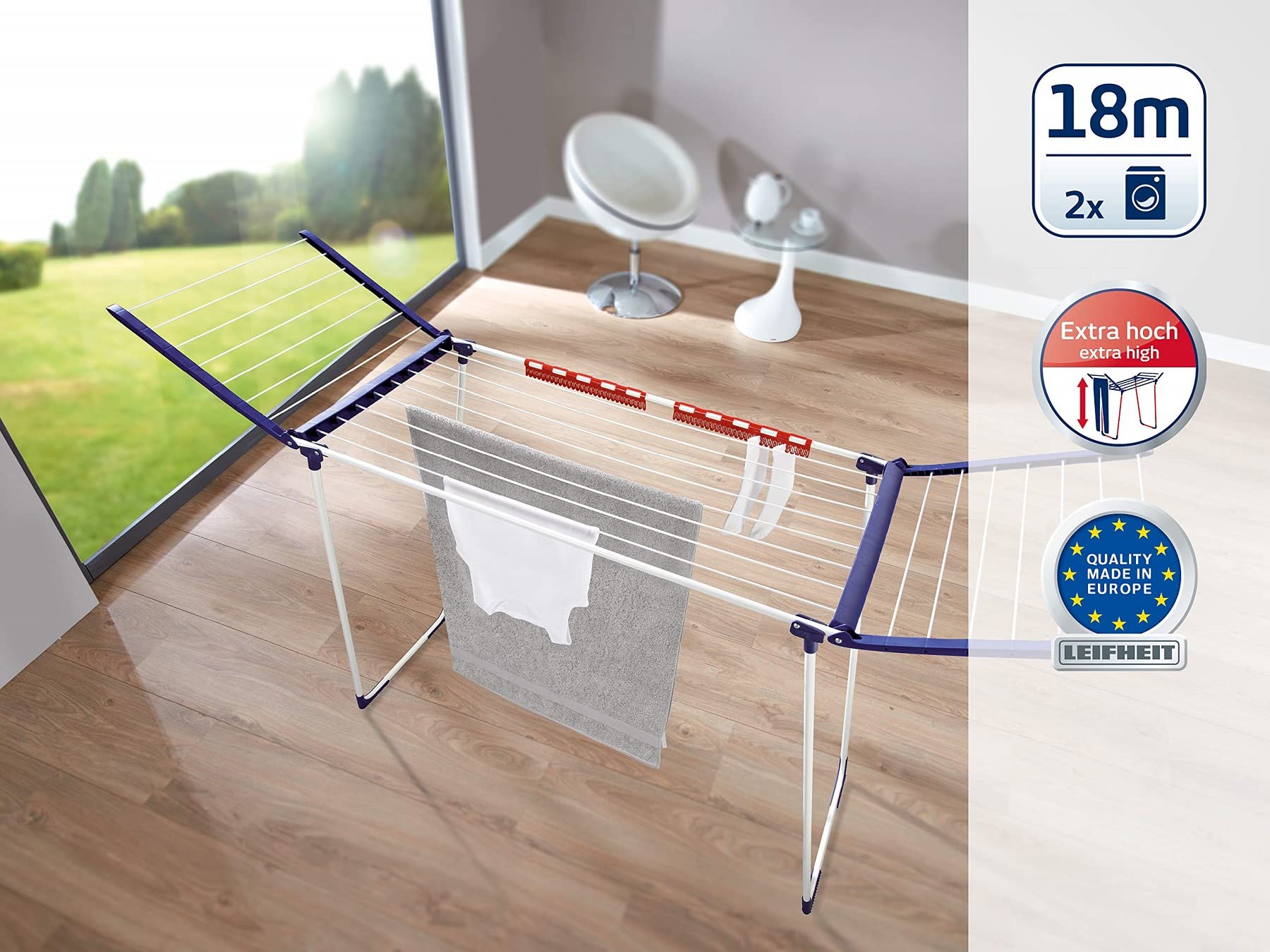 Leifheit Pegasus MAXX Airer Clothes Rack, Clothes Drying Rack with