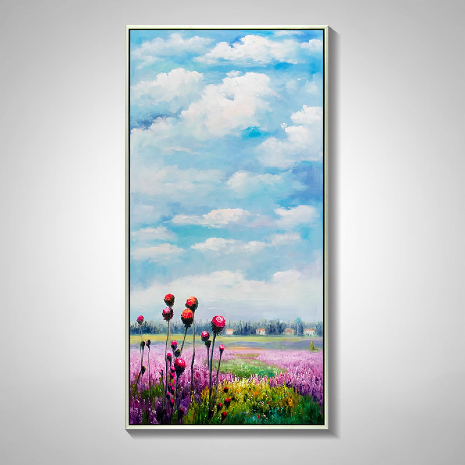 Tableau mer de fleurs peint à la main, grande toile moderne haut de gamme