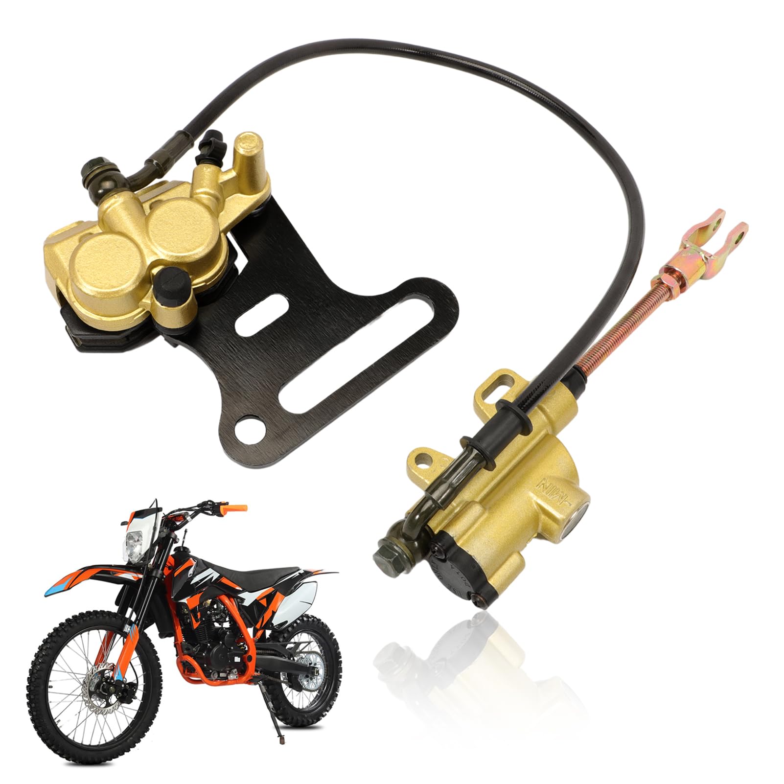 Pinza de freno Pastillas de freno Kit de freno hidráulico Sistema trasero con pastillas Compatible con 50cc 70cc 90cc 110cc 125cc 140cc 150cc Pit Dirt Bike 12mm