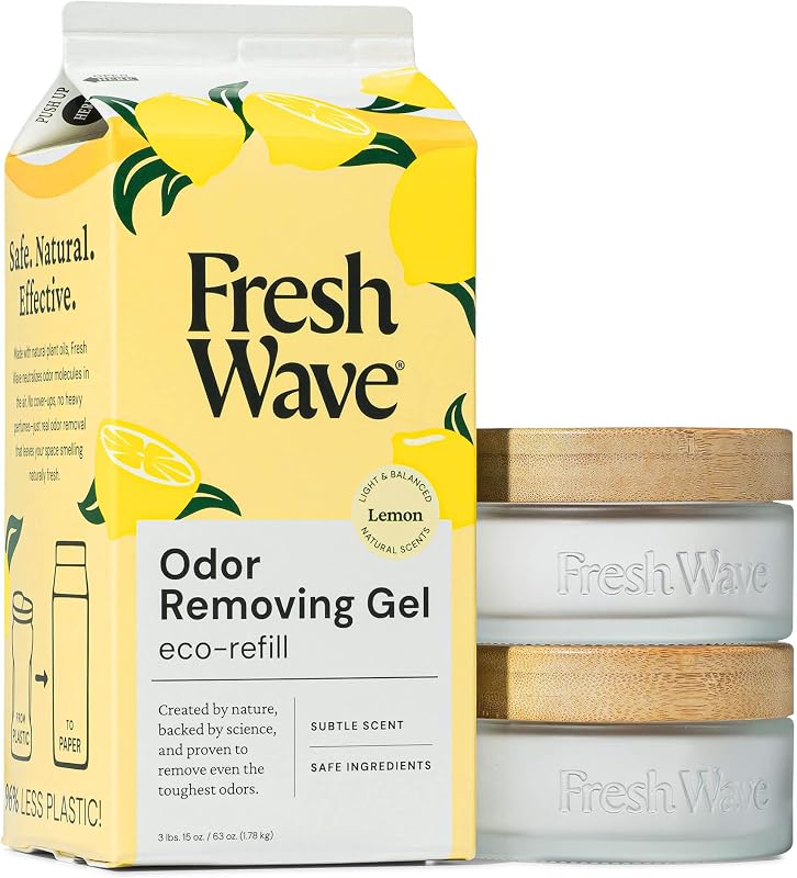 Gel Removedor de Odores Fresh Wave com 2 Potes de Vidro e Refil de 1,79 kg, Lemon