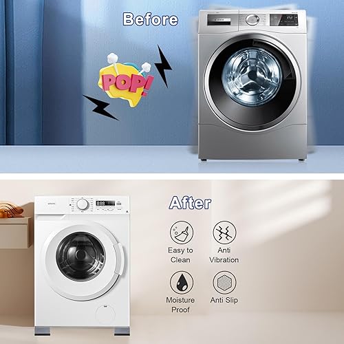 Miniatura 2 de 4 almohadillas antivibración para lavadora, detiene el movimiento de la lavadora y secadora, evita el ruido, la transferencia de vibraciones, los