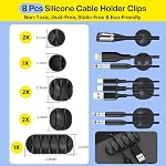[313Pcs] Kit de gestion des câbles, 67 Clips de câbles adhésifs, Topavatop Organisateur de cordons de bureau, 22 Bracelet de câble réutilisable, 4 Séparer les manches de câble, 200 Cable Zip en nylon avec 20 Montures pour TV Maison de bureau, Noir