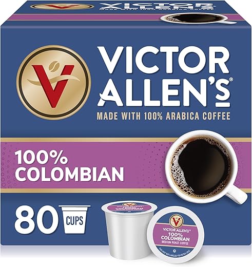 Victor Allen's Coffee 100% Colombian, Medium Roast, 80 Count, Single Serve Coffee Pods for Keurig K-Cup Brewers