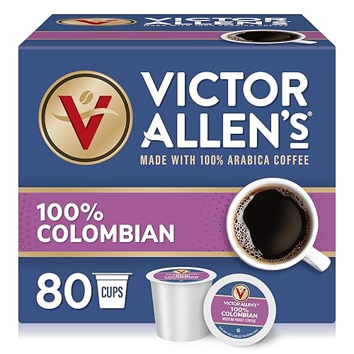 Victor Allen's - Café 100% colombiano, tostado medio, 80 unidades, cápsulas de café de una sola porción para cafeteras Keurig K-Cup