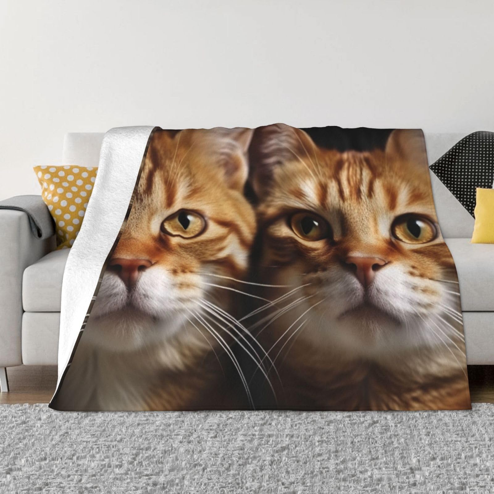 KLOPH Cats Throw Blanket 80"x60" Flannel Fluffy Warm Blanket for Couch, Reversible Plush Blankets for Bed, Comfy Fuzzy Blanket for Sofa, Plush Lightweight-Blankets for All Season