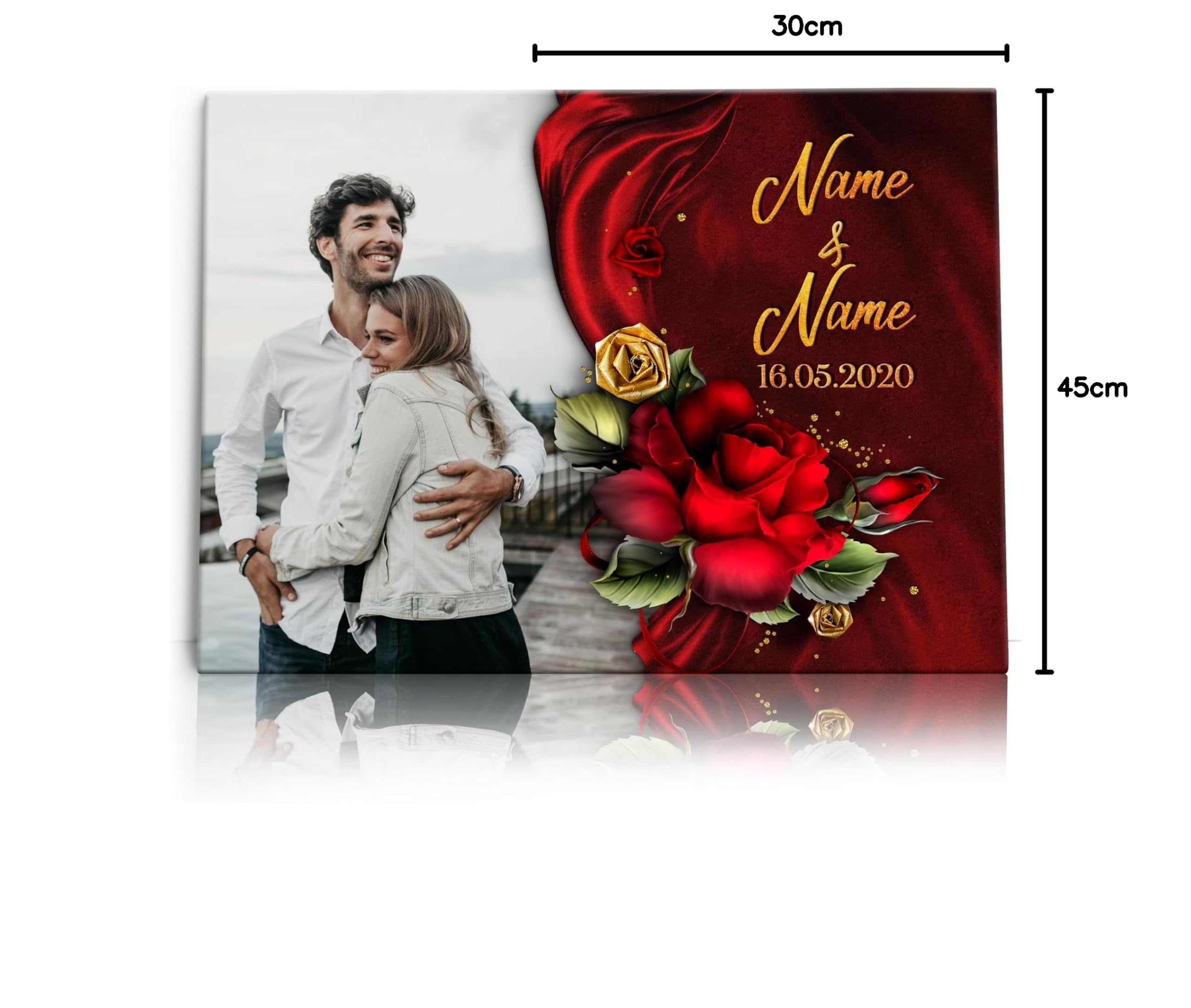 Liebesleinwand | Leinwand mit Foto, Namen und Datum | Wandbild gestalten eigenes Foto, Jahrestag Geschenk für Frauen und Männer | Geschenk der Liebe