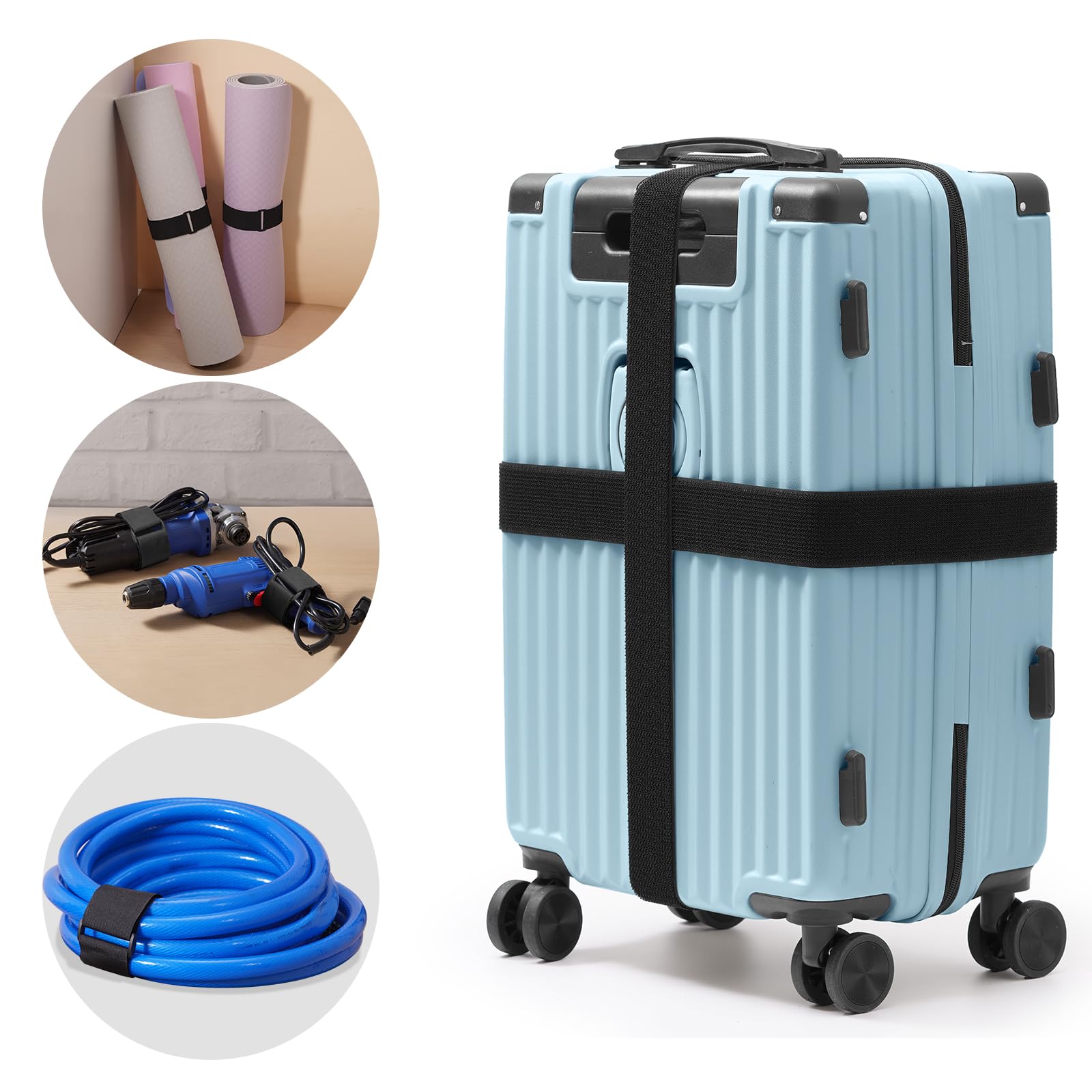 Cintas de Sujeción de 5 cm x 5m de Alta Resistencia con 15 Hebillas – Sujetacables Cintas Ajustables, Cortables a la Longitud Deseada, Reutilizables para Asegurar Cables, Mangueras, Tubos y Más