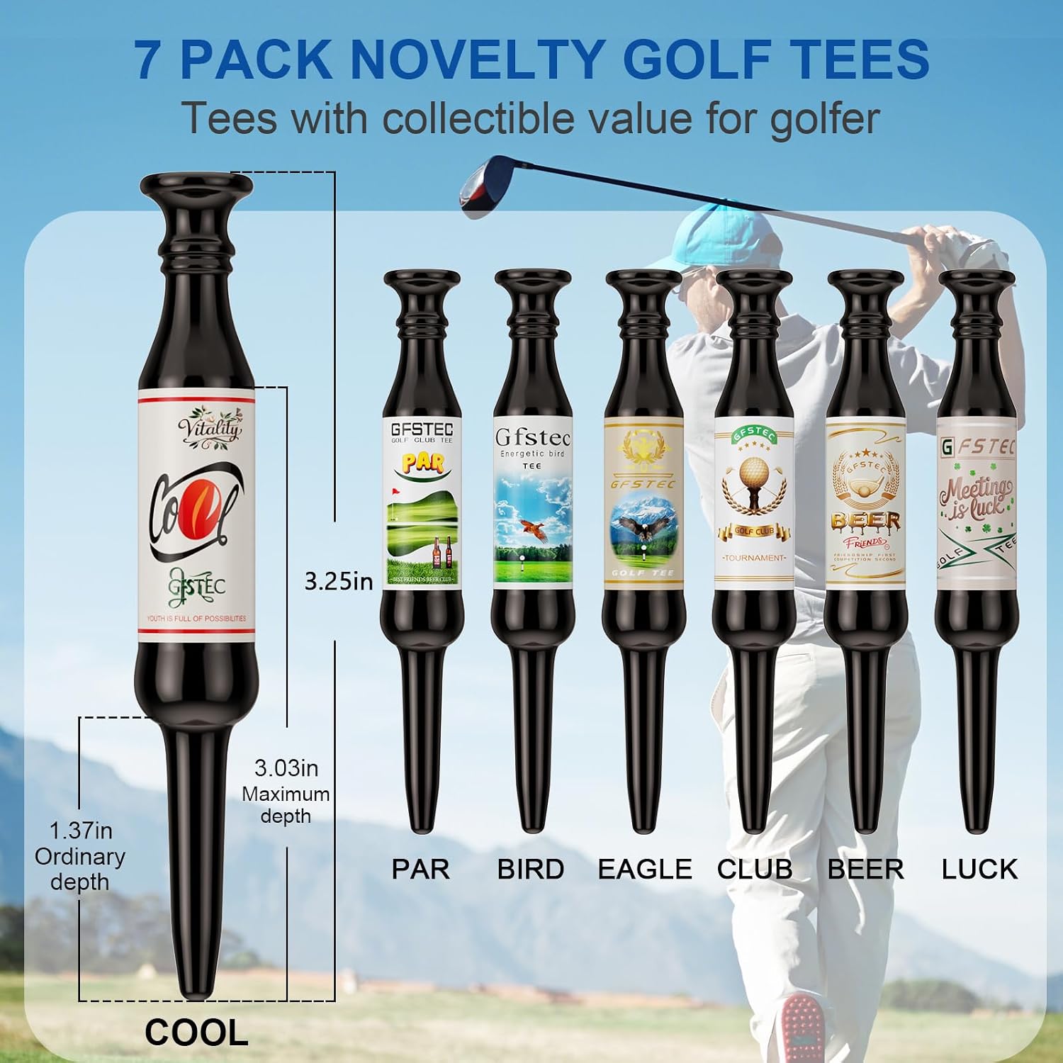 Beer Bottle Golf Tees, Virtually Unbreakable and Recyclable Plastic Golf Tee, Durable Golf Tees for Men and Women, Bachelor Party Novelty Gift for Golfers Funny Golf Tees 3-1/4" Tall image 4