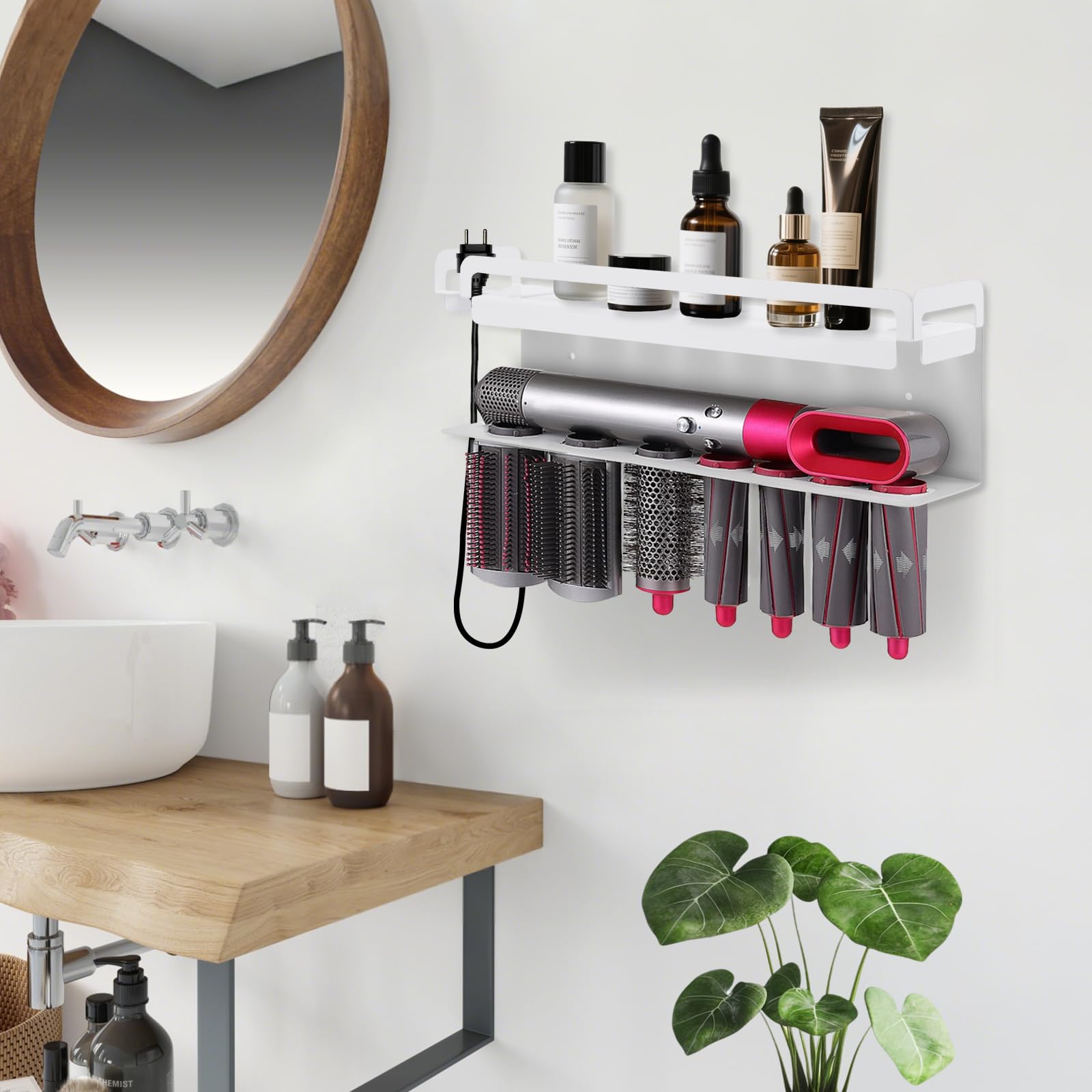 Support Seche Cheveux Lisseur pour Dyson Airwrap Accessoires | Porte Seche Cheveux et Lisseur, Support Lisseur Rangement pour Styler Accessories (Blanc)