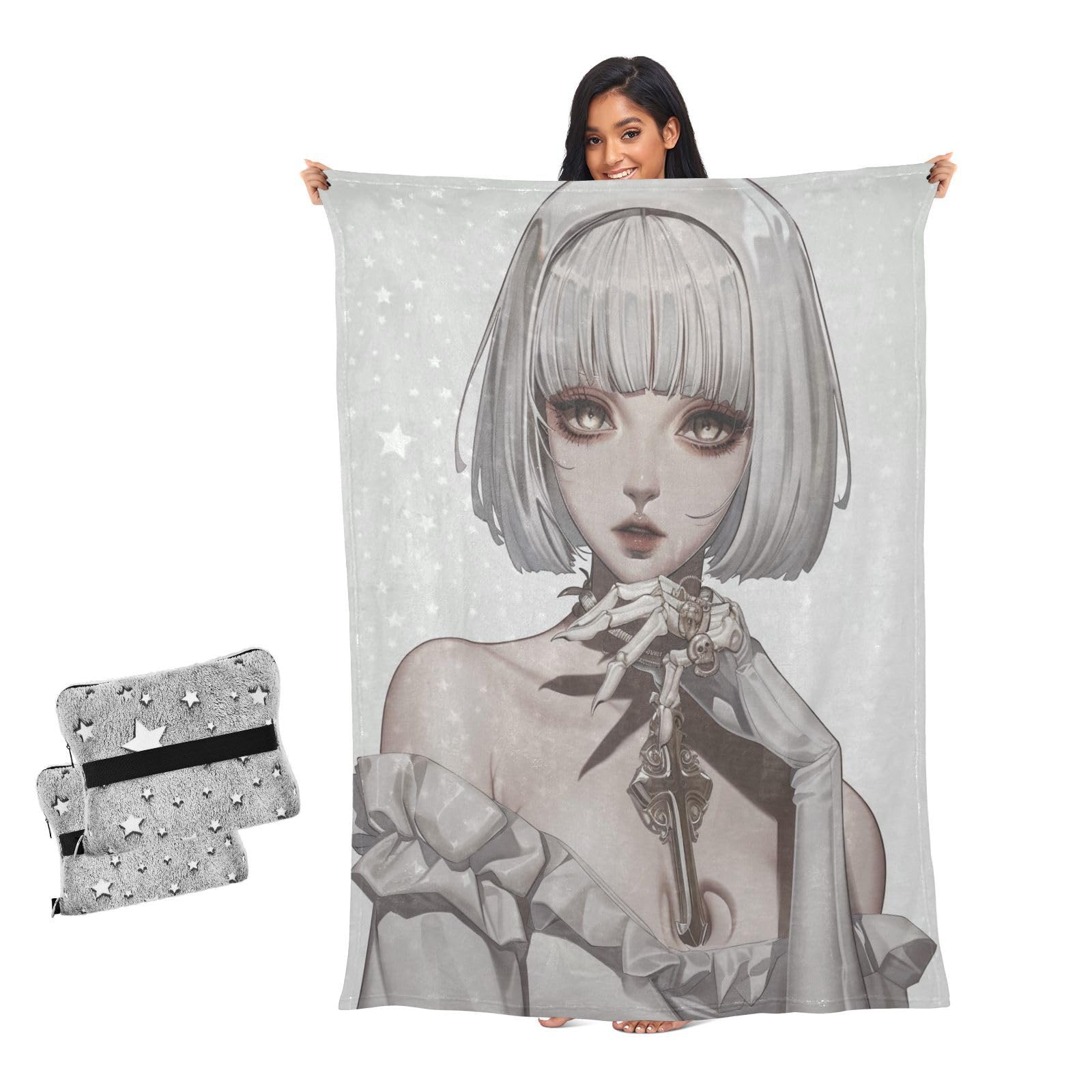 Couverture pour lit blanche douce cadeau de bureau hommes femmes filles