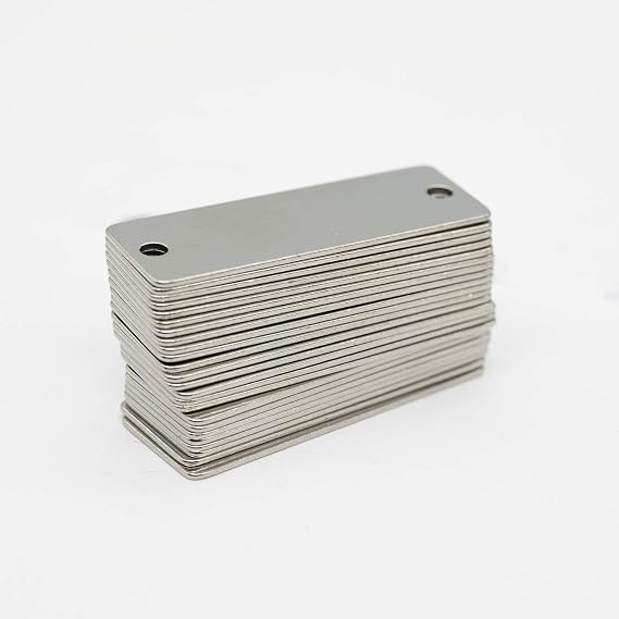 25 Pack Stainless Steel Blank Tags Rectangle Stamping Blanks with Two Holes