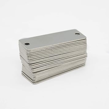 25 Pack Stainless Steel Blank Tags Rectangle Stamping Blanks with Two Holes