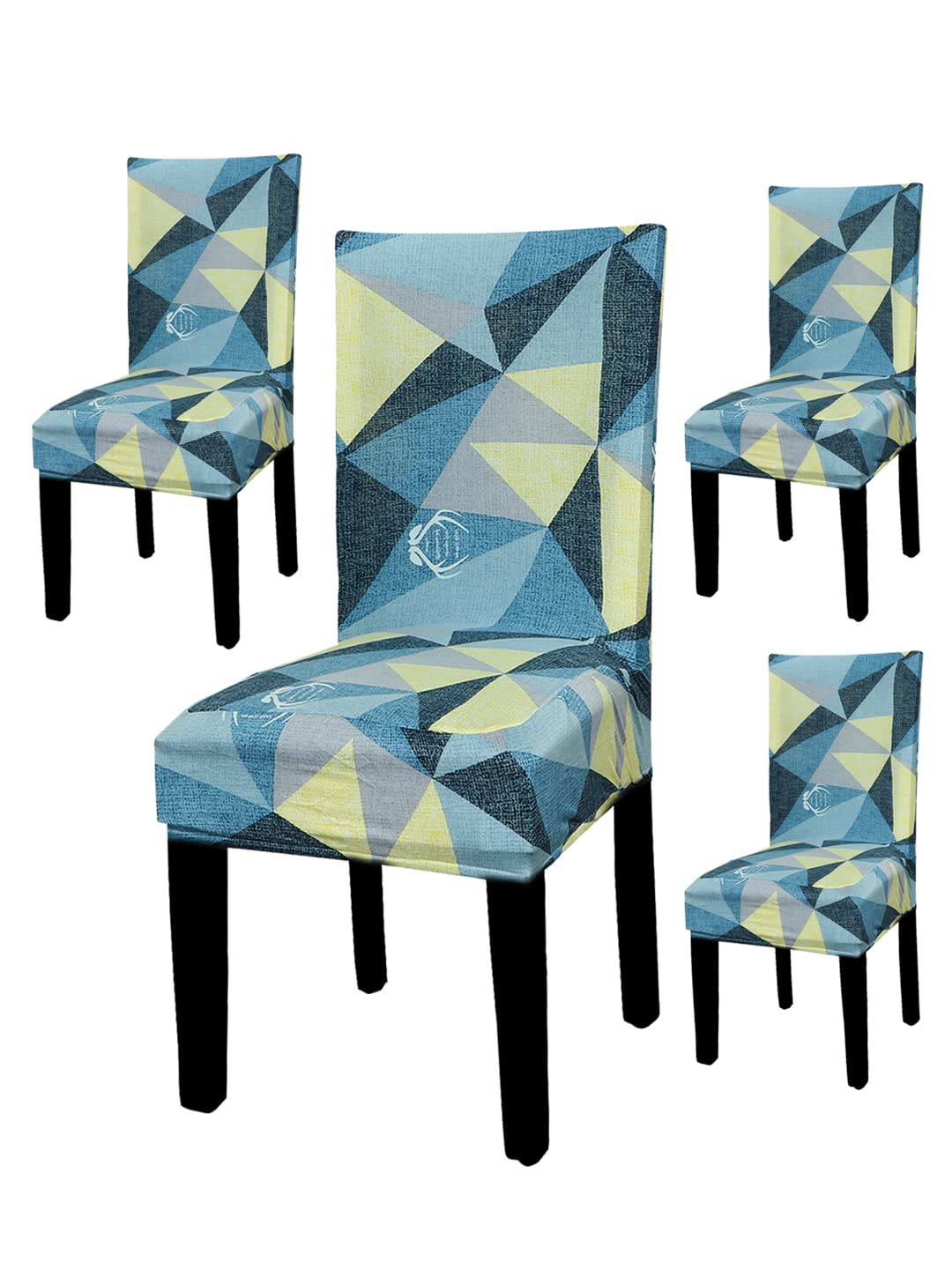 Quirk Elastic Chair Covers - Black & Brown Motif (Pack of 6) -5