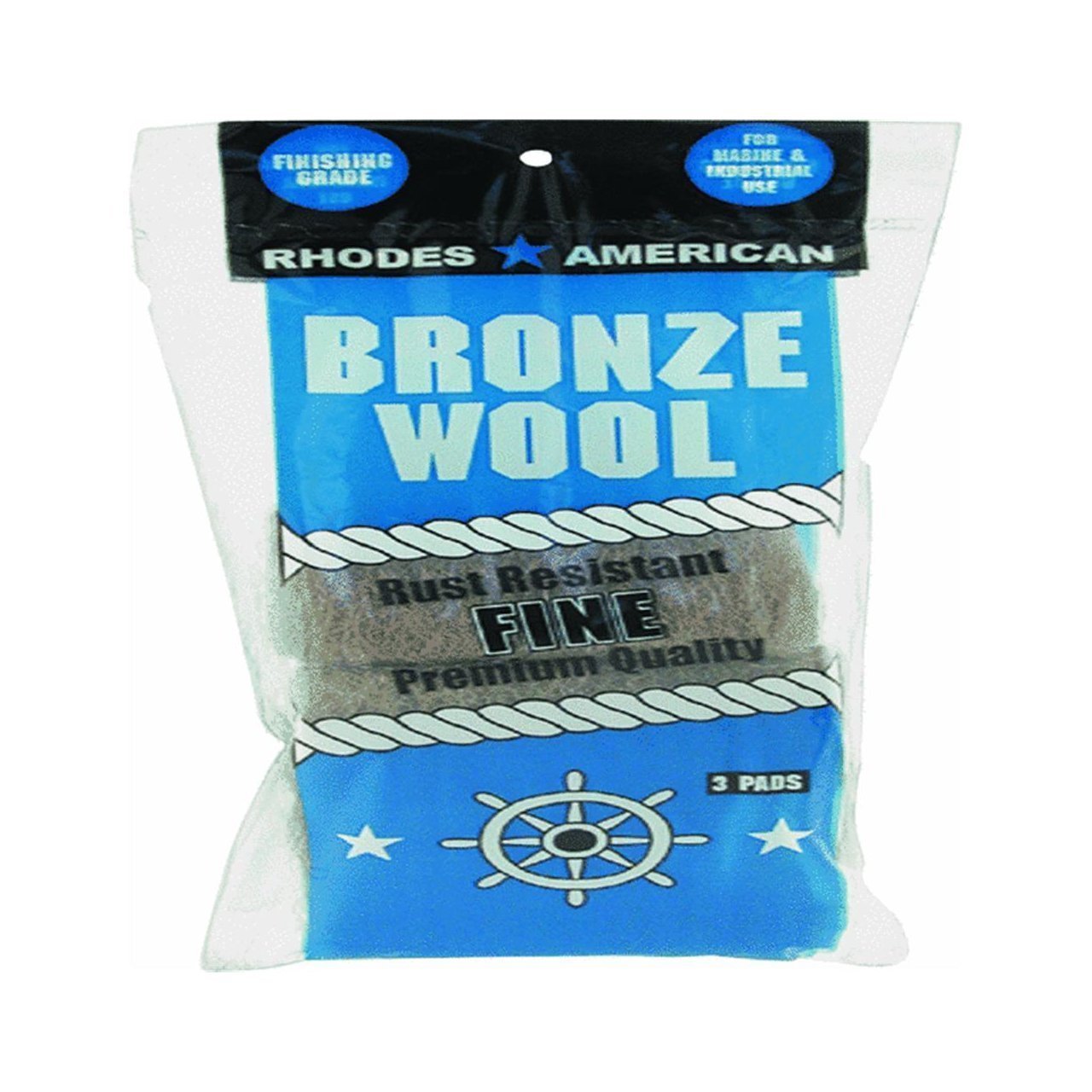 Rhodes American Bronze Wool 0 Grade Fine Steel Wool Pad 3 pk