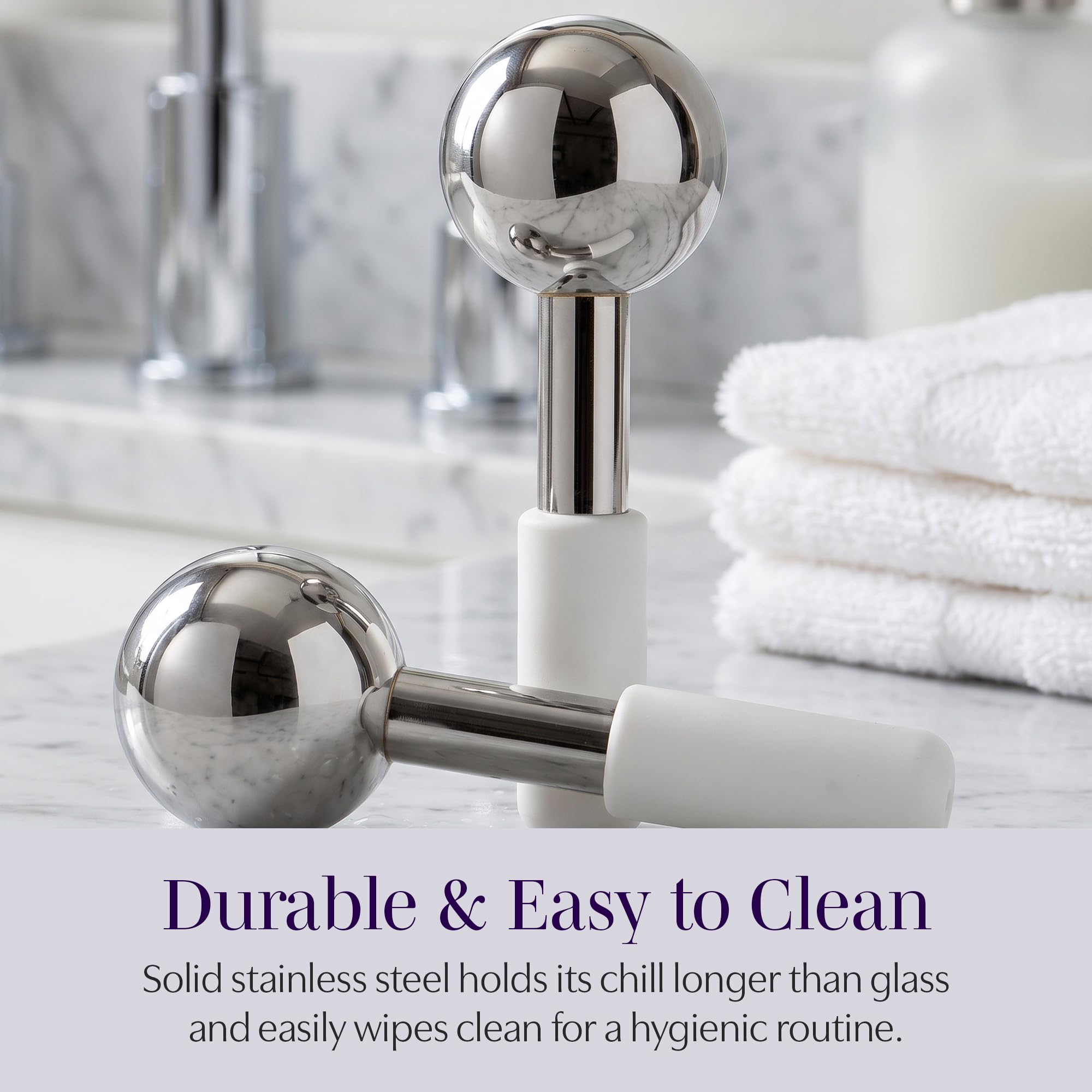Saian Ice Globes Facial Roller for Face and Eyes, Stainless Steel Cryo Tool
