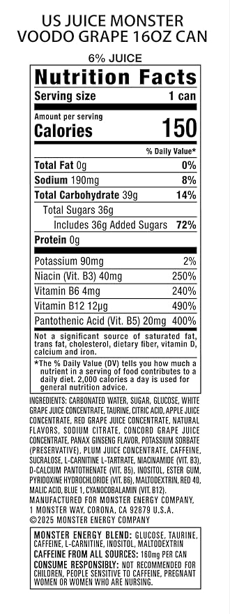 Monster Energy Juice Voodoo Grape, Bebida Energética, 16 oz miniatura 2