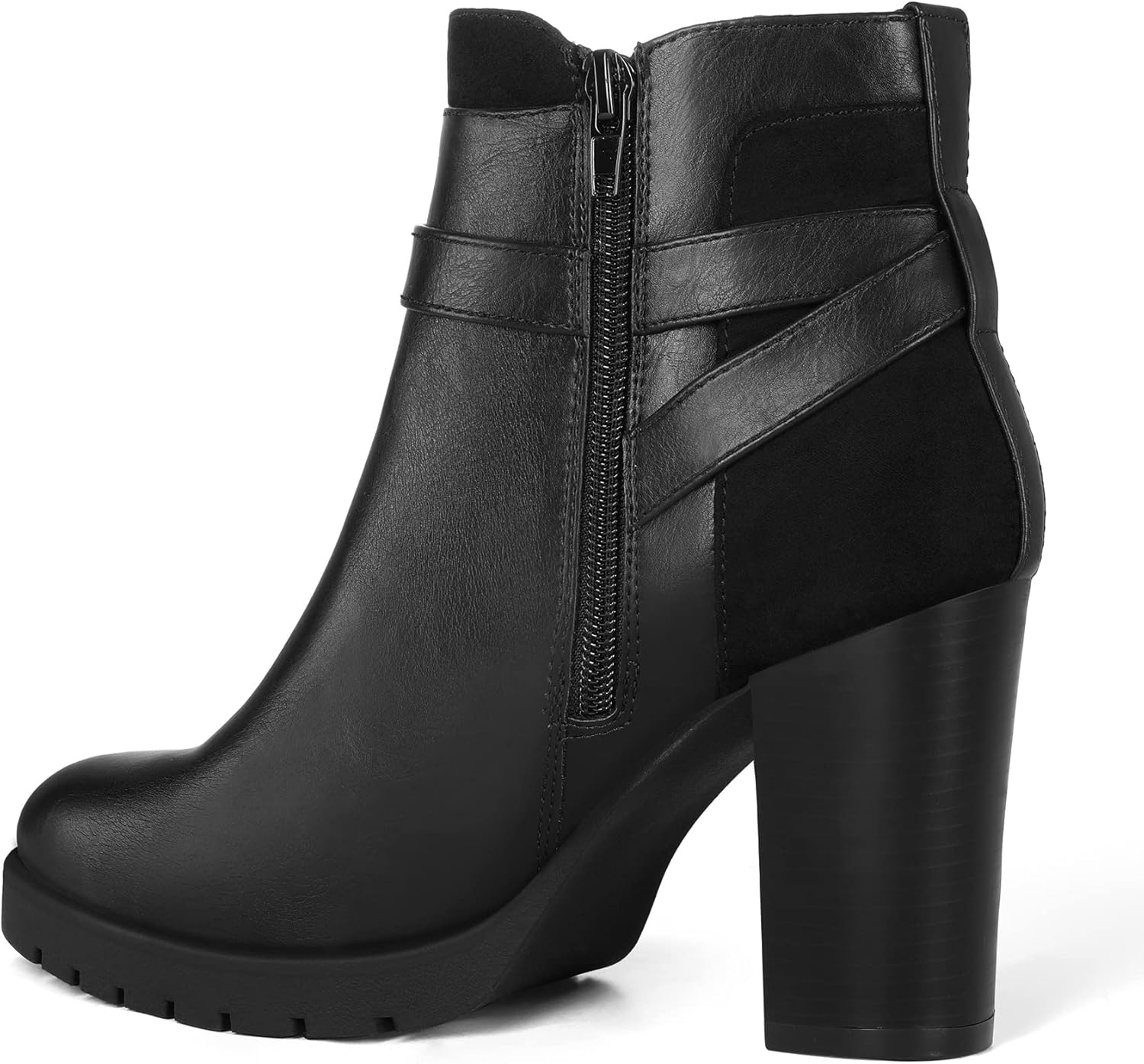 mysoft Women's Ankle Boots Chunky Stacked Heel Zipper Booties - Available in Wide Sizes - Image 5