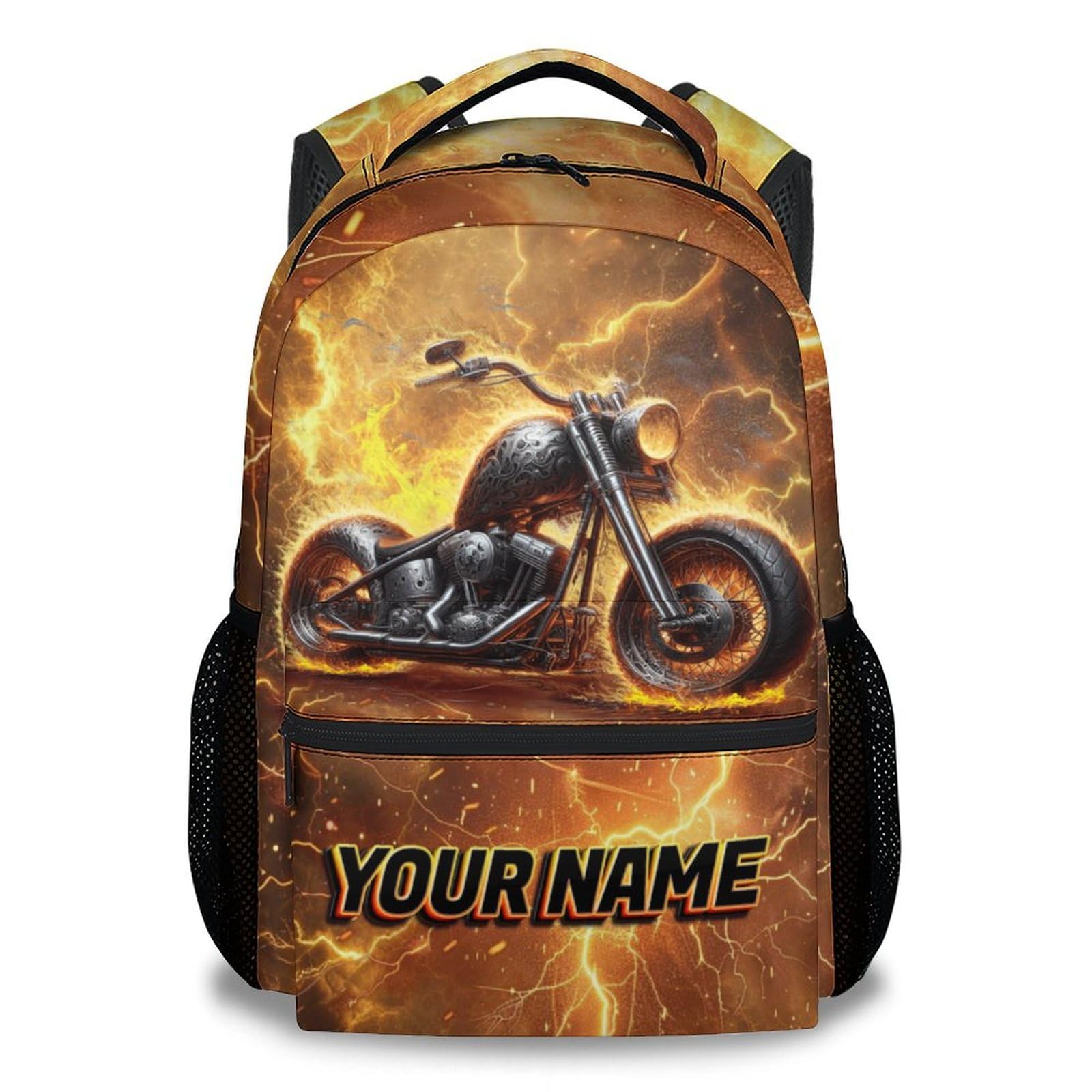 CUNEXTTIME Personalized Backpack for Boys - 17 Inch Motorcycle School Backpacks for Kindergarten, Elementary - Adjustable Motorcycle Bookbag for Kids