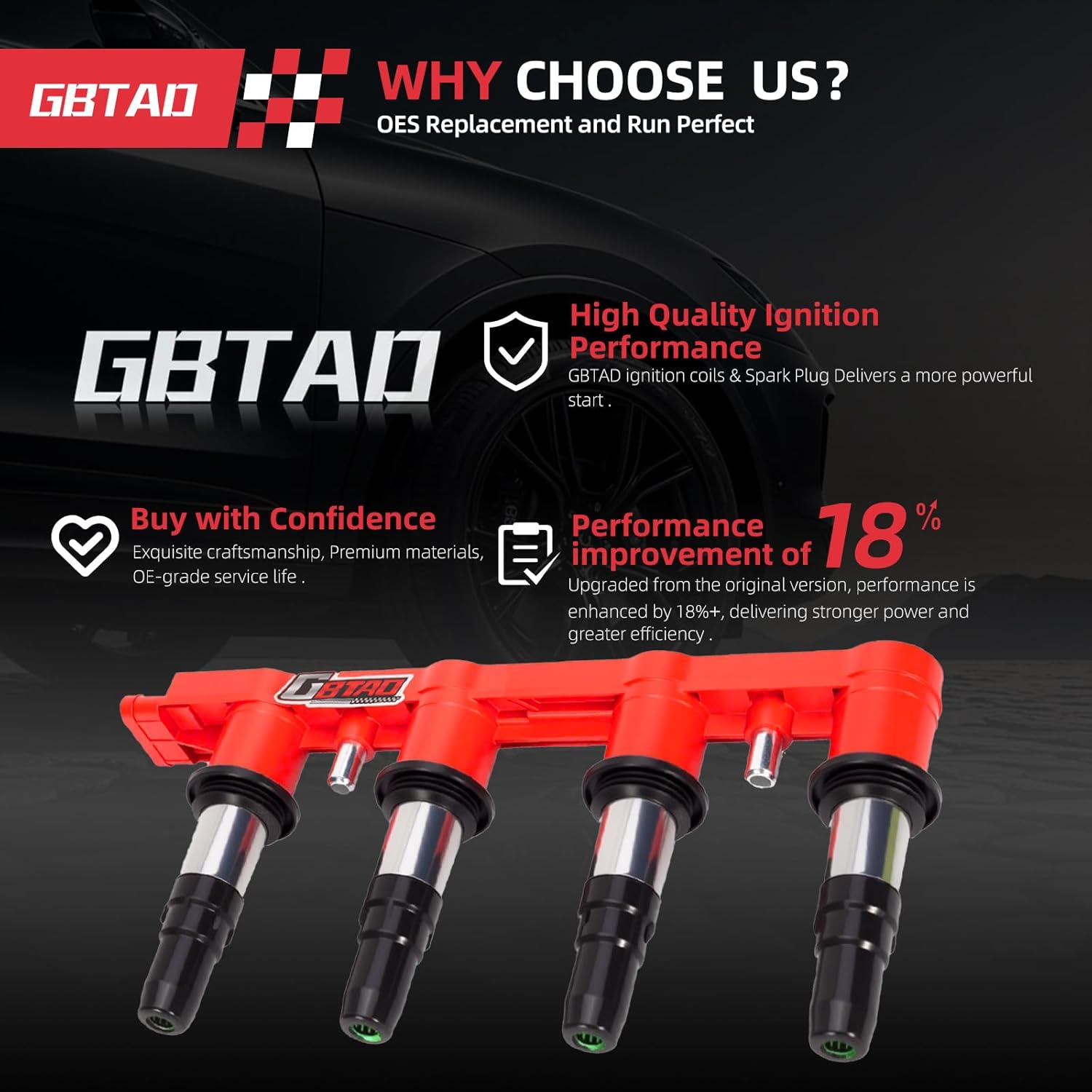 Upgraded Ignition Coil Pack Compatible with 2011-2015 Chevy Cruze 1.8L, 2016 Cruze Limited 1.8L, 2012-2018 Chevy Sonic 1.8L, 2009-2011 Aveo 5 Aveo5 1.6L, 2009 2010 Pontiac G3 1.6L Replace UF620