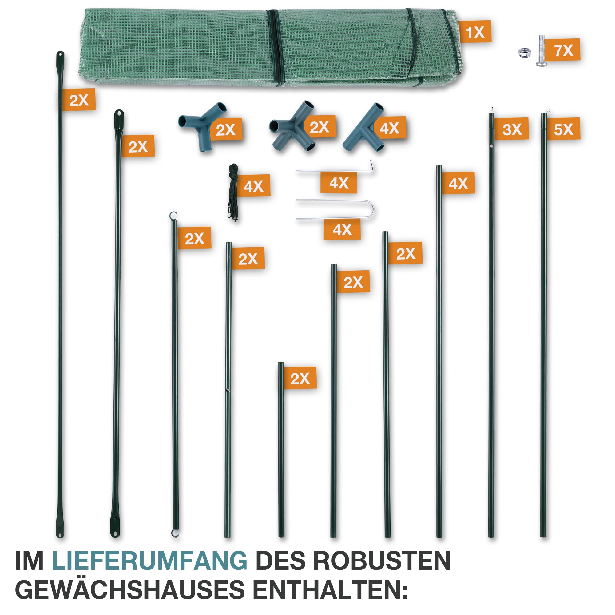 TOM Foliengewächshaus 1,6 m² – Folientunnel 140 g/m², Grün