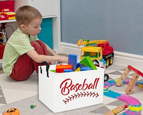 Miniatura 2 de Cesta rectangular de béisbol, cesta de regalo de Pascua, cesta de almacenamiento vacía para niños, cesta de almacenamiento de juguetes de béisbol