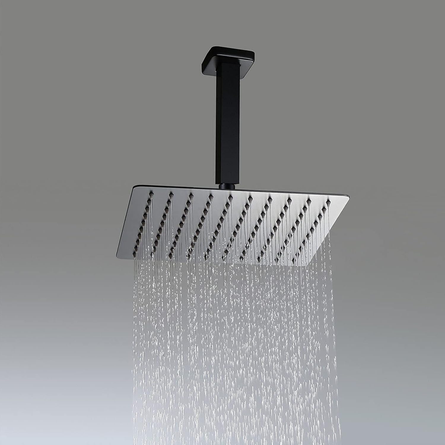 Ceiling Mount Shower System Black, 10" Ultrathin Square Rainfall Shower Head, Luxury Rain Mixer Shower Combo Set, Bathroom Shower Faucet Set