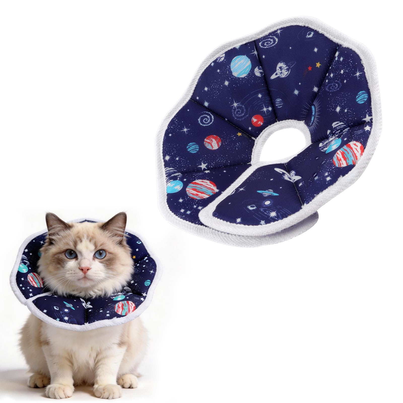 ABOHU Cat Cone Collar Soft, Adjustable Cat Recovery Collar to Stop Licking Protective Cats Neck Cone After Surgery, Anti-Bite Lick Wound Healing Safety Cone for Small Animal Cats Kittens Puppies, S