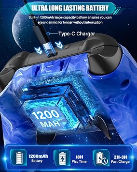 Wireless Switch Controllers for Nintendo Switch/Lite/OLED/Switch 2, 1200mAh Rechargeable Pro Controller, 10 Colors LED Light up, Switch Turbo Remote with Vibration/Motion Control/Turbo/Gyro/Wake up