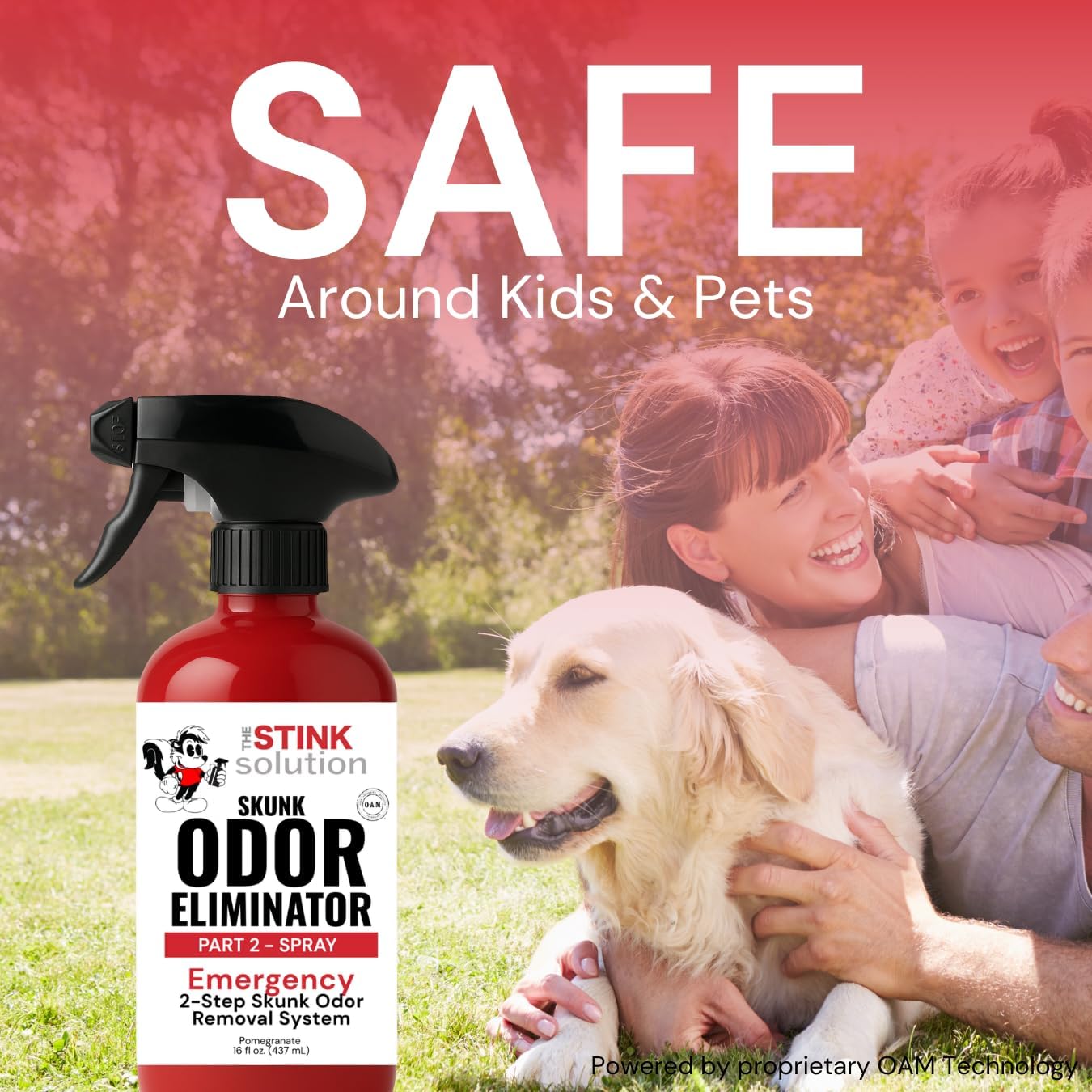 The Stink Solution Skunk Odor Eliminator for Dogs Natural Skunk Smell Remover Kit 16 oz Bath Booster & 16 oz Pomegranate Spray Pet Safe Skunk Odor Remover, Skunk Deodorizer & Skunk Spray Neutralizer