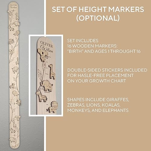 Miniatura 4 de Personalized Wooden Growth Chart for Wall - 6ft Custom Name Kids Measurement Growth Chart for Girls, Child Height Measuring Chart Wooden, Baby