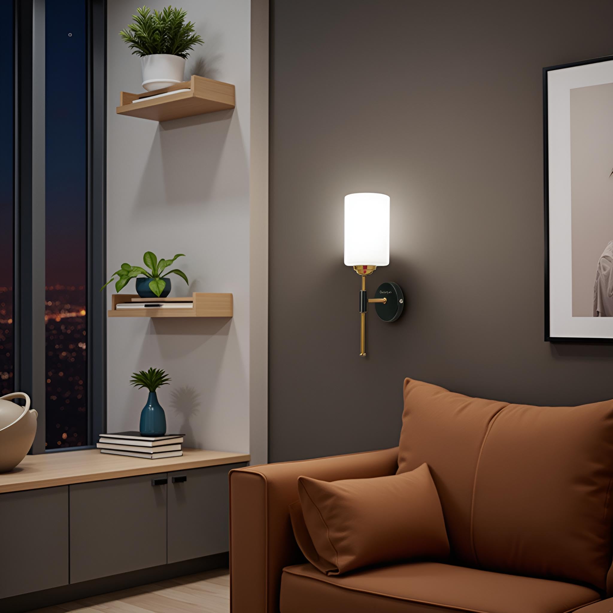 Avior Wall Light - Modern Gold & Frosted Glass -6