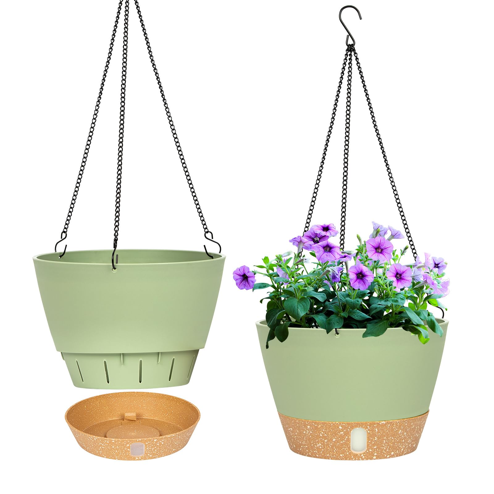 QCQHDU 2 packt 25.4 cm hängende Pflanzgefäße mit Coco Coir Clay Kieseln für Indoor Plants im Freien