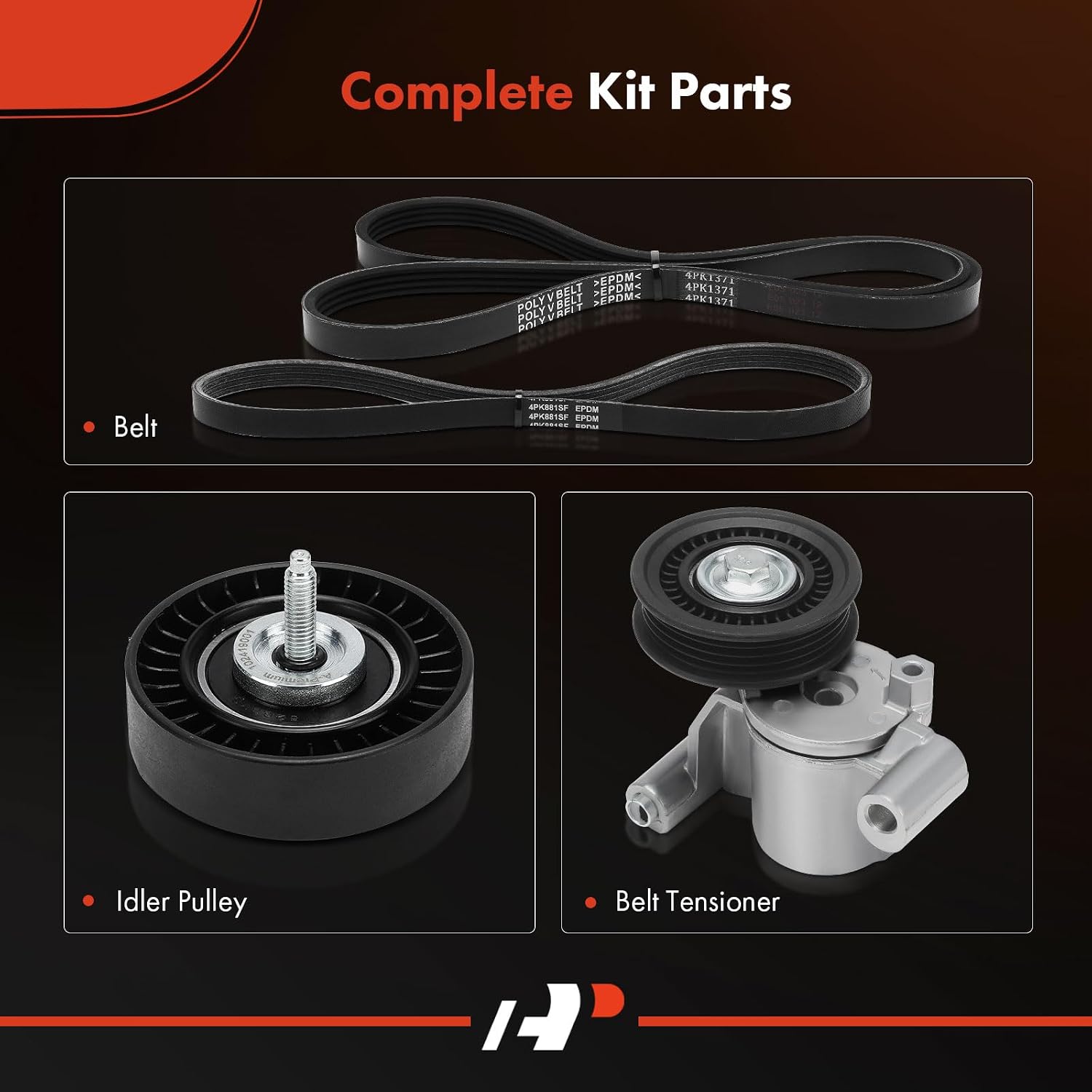 A-Premium Engine Serpentine Belt Drive Kit Compatible with Ford Explorer 2013-2018, Fusion 2014-2020, Edge 2016-2018, Taurus 2013-2017, Special Service Police Sedan & Lincoln MKZ 2013-2018, MKT - 2.0L