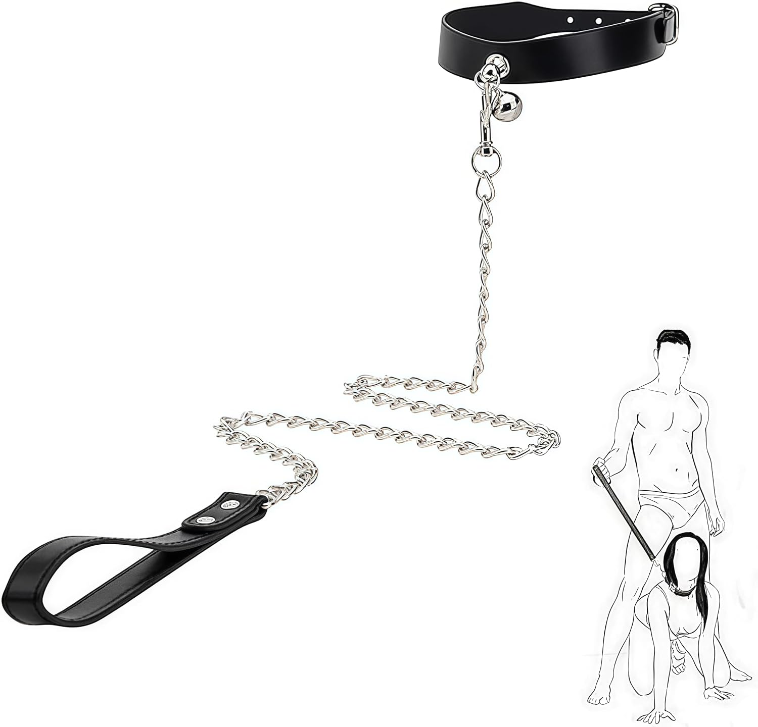SM Leather Bondage Collar with Leash, Extreme Fetish BDSM Kit for Women, Slave Collar for Couples, Lesbian Role-Play Outfit, Erotic BDSM Gear