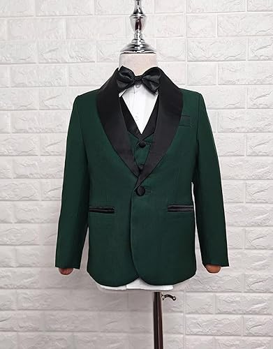 Miniatura 5 de Conjunto de traje de 3 piezas para niños, ajustado, traje de fiesta, boda, formal, esmoquin (blazer+pantalón+chaleco)