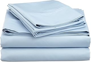 USA Bedding Pure Combed Cotton 600 Thread Count Sleeper Sofa Sheet Set- Queen Sofa Size Sheet Set Light Blue Solid Fit Up to 6In inches Deep, Light Blue (Solid), Queen Sofa (Fits :: 6In Pocket)