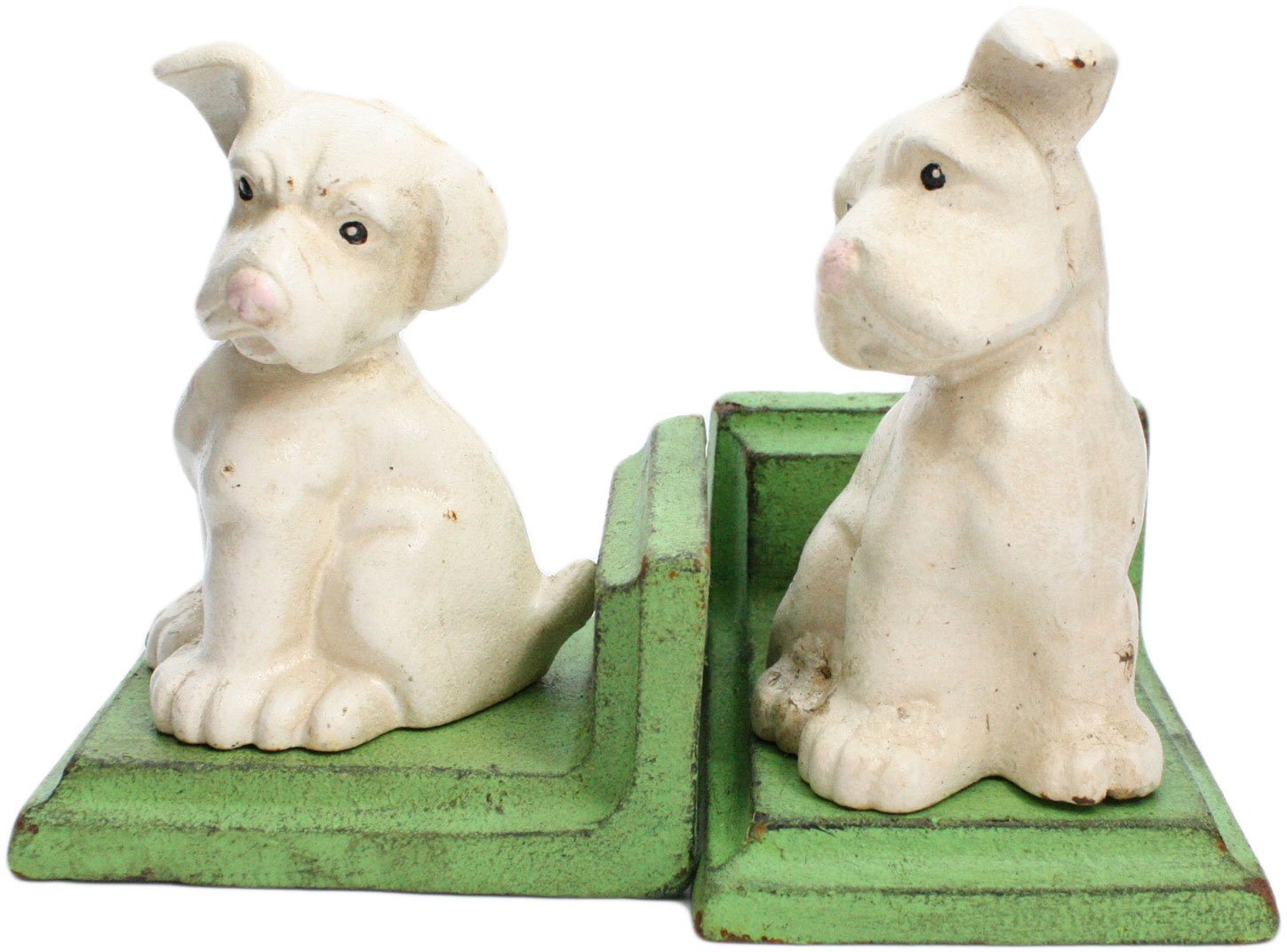 HomArtWhite Puppy Bookend Set, Made of Cast Iron, Set of 2, White Finish