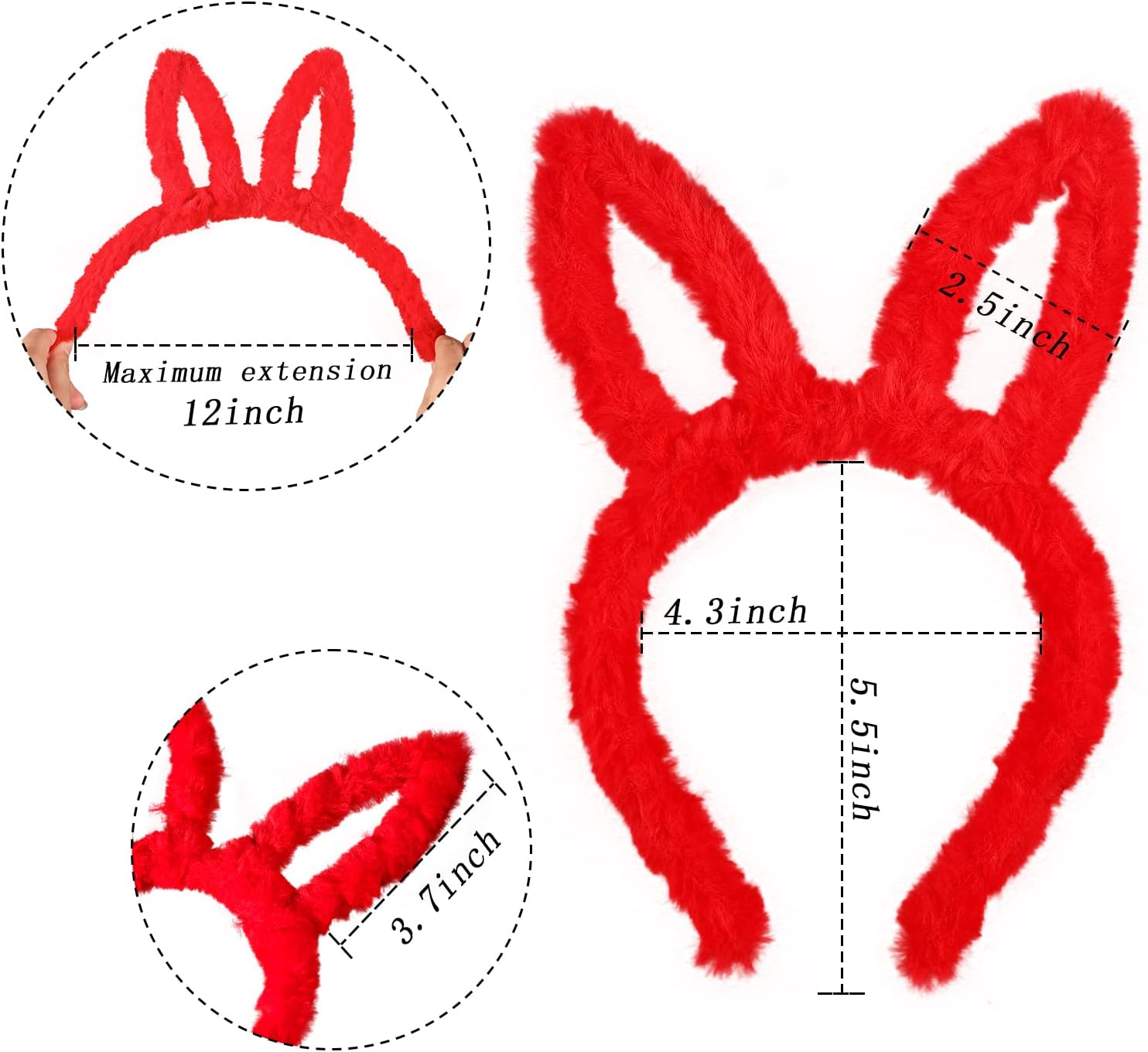 Fishdown Bunny Ears Headband,Plush Rabbit Ears Headbands,Fluffy Rabbit Ears Headband Easter Party, Cosplay Party Costume Headbands for Girls Women Kids,Set of 8