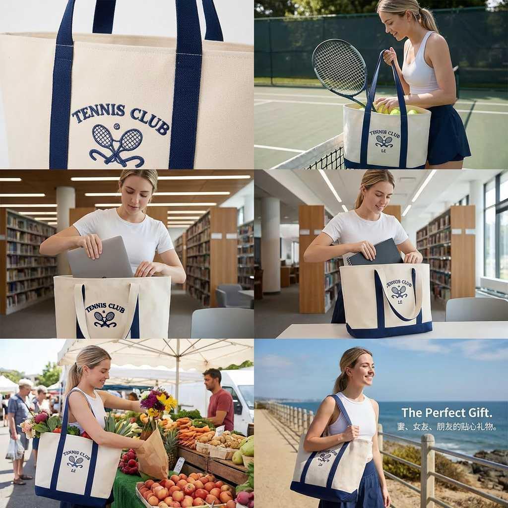 LZ Tennis tote bag, Embroidered canvas racket bag, Stylish, Casual, and suitable for tennis clubs and gyms.