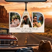 Bemaystar Personalized Fathers Day Gift for Dad,Custom Car Air Freshener with Picture, Double Sided Picture Air Freshener for Car, Personalized Dad Gifts from Daughter Son,Custom Fathers Day Gift