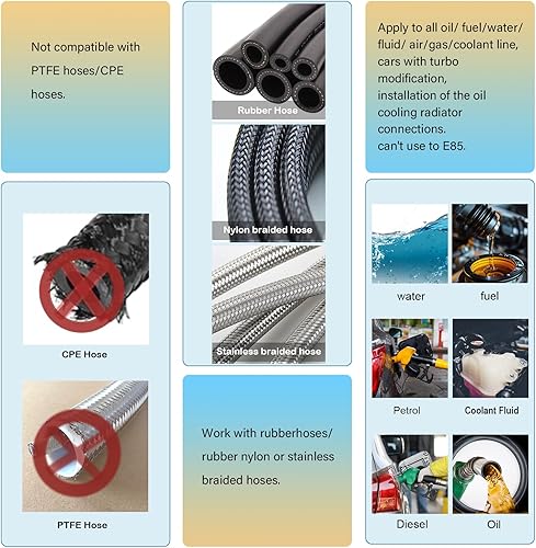 Miniatura 6 de STPCTOU 10AN - Manguera giratoria de bloqueo recto para manguera de empujebloqueo, manguera de goma, combustible, aceite, kits de enfriador de