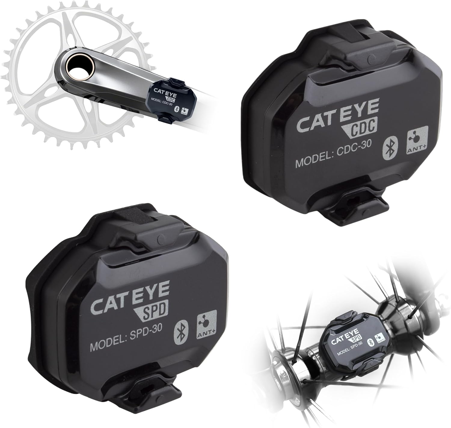 CATEYE Magnetless Speed/Cadence Sensors – IPX7 Waterproof Wireless Bluetooth ANT+ Bike Computer RPM Sensor for Road, Spin Bikes and Smart Trainers, Compatible with Rouvy, Zwift, Peloton, Wahoo