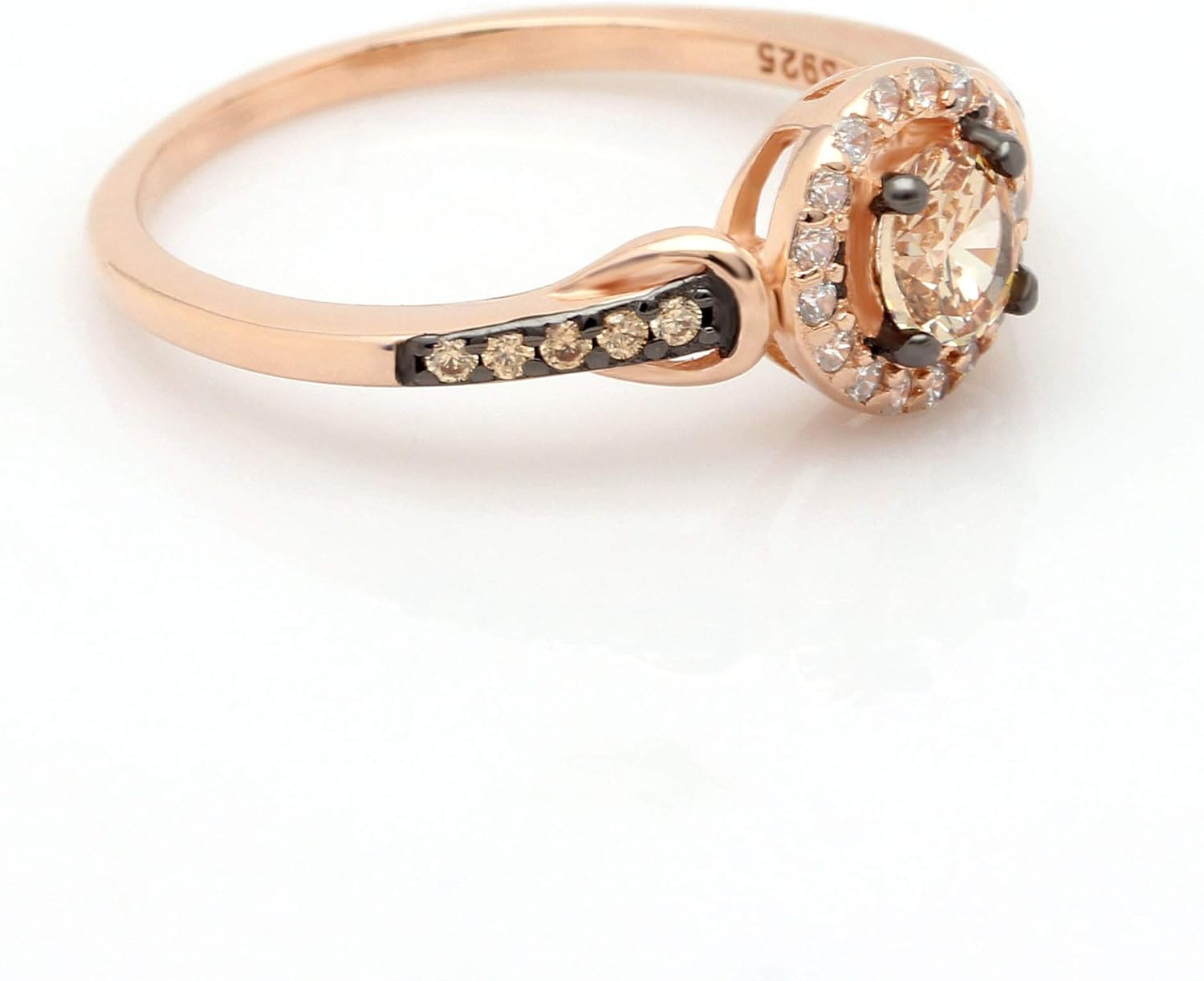 Tanisha Engagement Ring for Women by Ginger Lyne | Chocolate and Champagne Cubic Zirconia Wedding Ring Rose Gold over 925 Sterling Silver Promise for Her