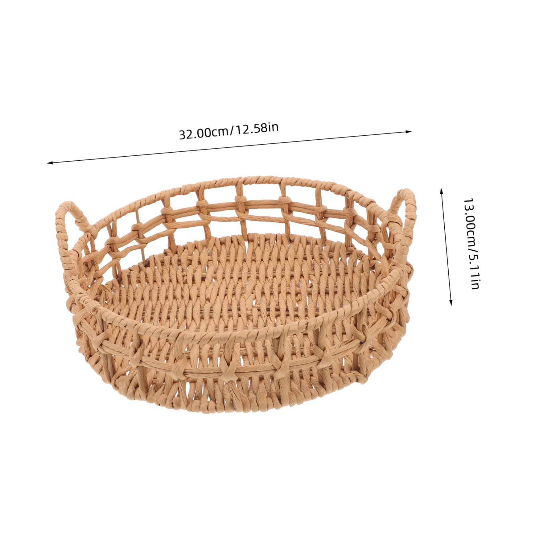 Mikinona Paper Rope Woven Storage Basket Home Decor Food Trays Storage Baskets Storage Racks Bread Basket Storage Shelf Fruit Basket Woven Basket Decorative Woven Storage Basket Beige Iron
