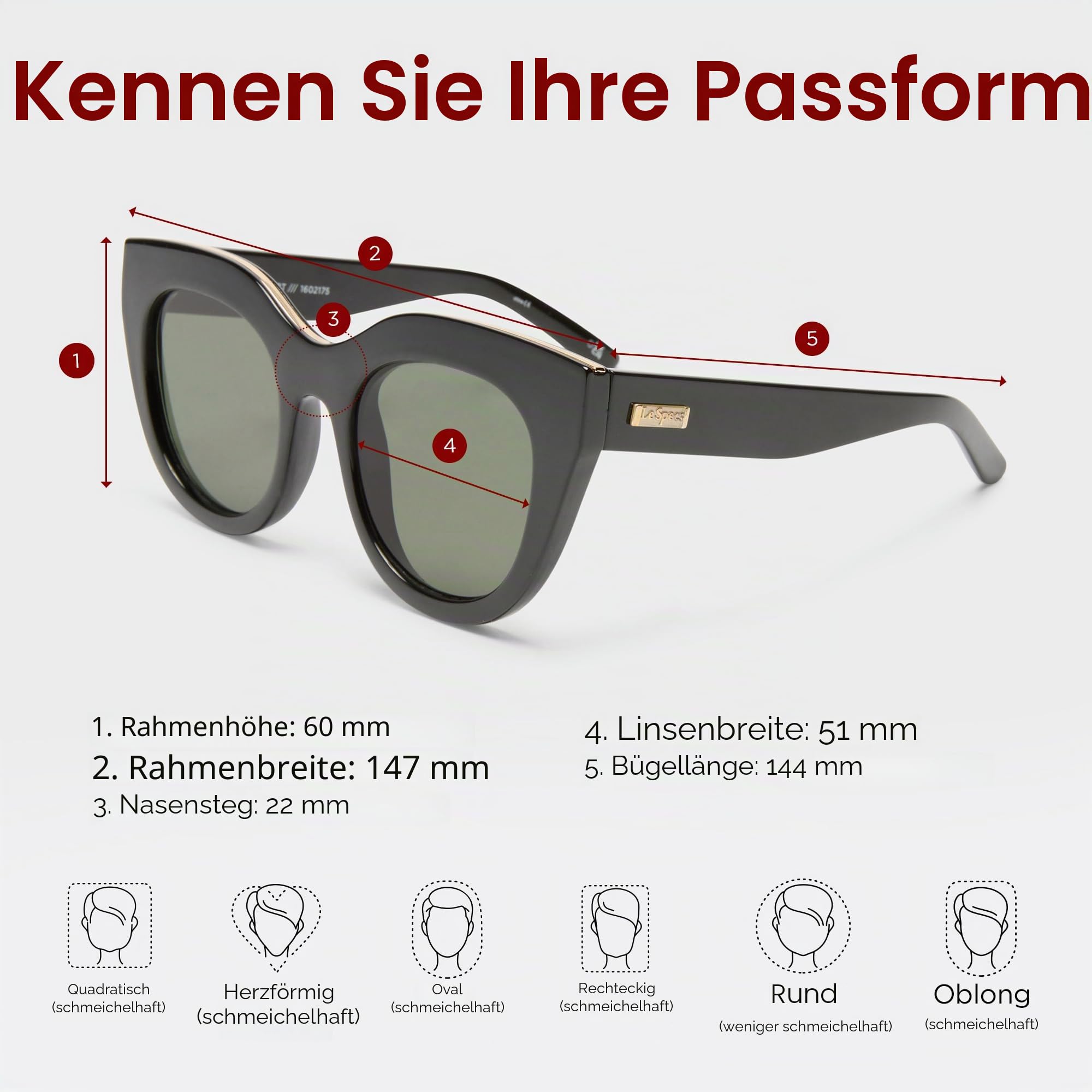 Le Specs. AIR HEART - Sonnenbrille für Damen CAT-EYE Rahmenform mit hohem UV-Schutz